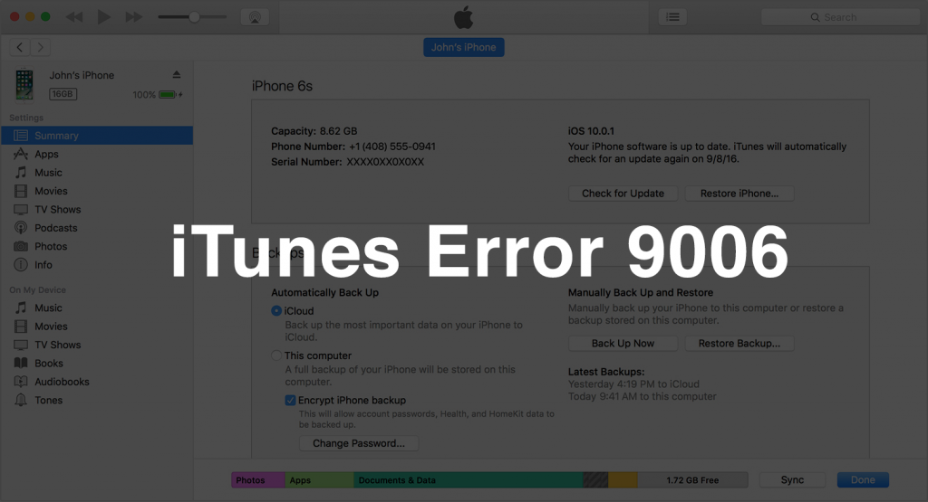 itunes error 9006